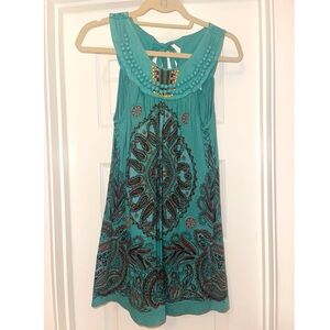 Anthropologie teal green tunic top. Size medium.